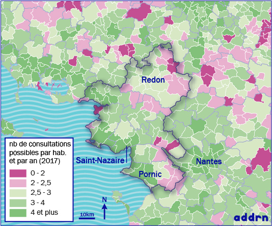 accessibilité potentielle localisée (APL) des généralistes libéraux par communes en 2017